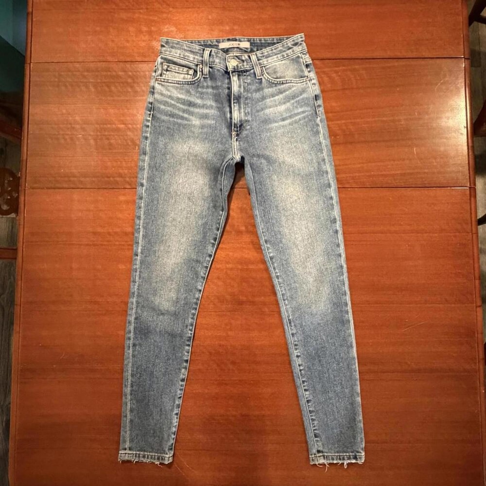 Joe's Jeans High Rise Skinny Ankle Siyeh Blue Distressed Hem Stretch Jeans 26